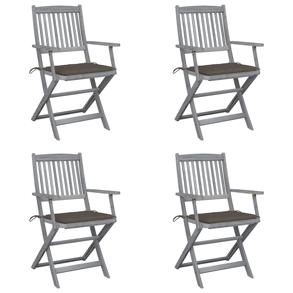 Vidaxl tuinstoelen 4 st inklapbaar met kussens massief acaciahout