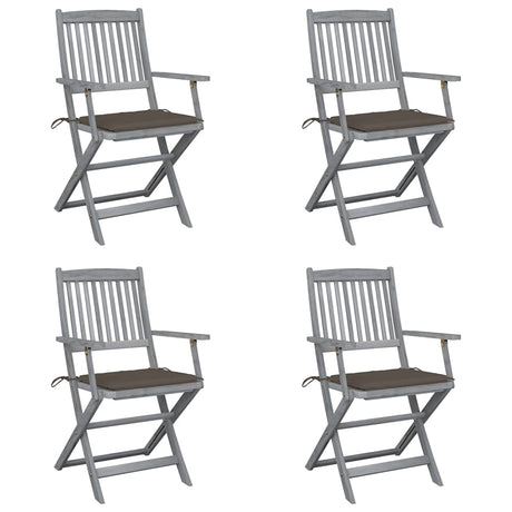 Vidaxl tuinstoelen 4 st inklapbaar met kussens massief acaciahout