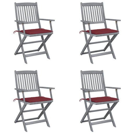 Vidaxl tuinstoelen 4 st inklapbaar met kussens massief acaciahout