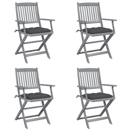 Vidaxl tuinstoelen 4 st inklapbaar met kussens massief acaciahout