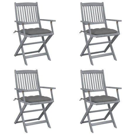 Vidaxl tuinstoelen 4 st inklapbaar met kussens massief acaciahout