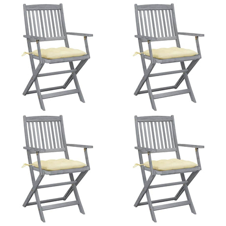Vidaxl tuinstoelen 4 st inklapbaar met kussens massief acaciahout