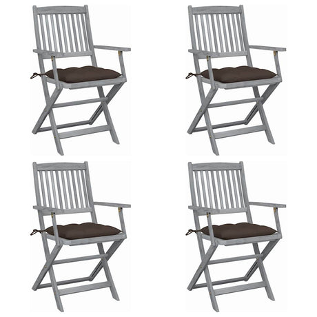 Vidaxl tuinstoelen 4 st inklapbaar met kussens massief acaciahout