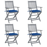 Vidaxl tuinstoelen 4 st inklapbaar met kussens massief acaciahout