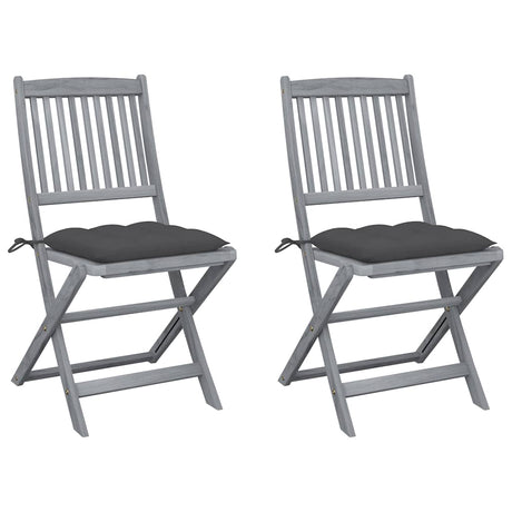 Vidaxl tuinstoelen 2 st inklapbaar met kussens massief acaciahout