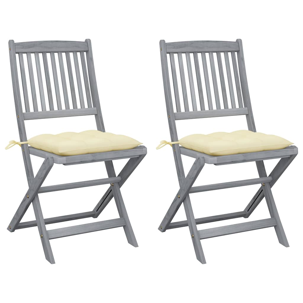 Vidaxl tuinstoelen 2 st inklapbaar met kussens massief acaciahout