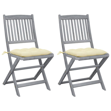 Vidaxl tuinstoelen 2 st inklapbaar met kussens massief acaciahout