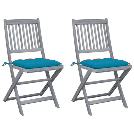 Vidaxl tuinstoelen 2 st inklapbaar met kussens massief acaciahout
