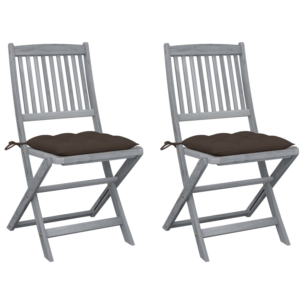 Vidaxl tuinstoelen 2 st inklapbaar met kussens massief acaciahout