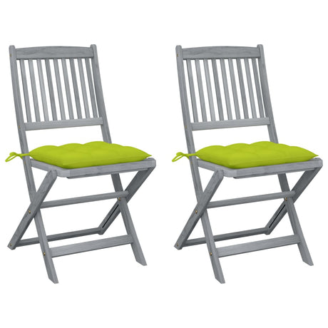 Vidaxl tuinstoelen 2 st inklapbaar met kussens massief acaciahout