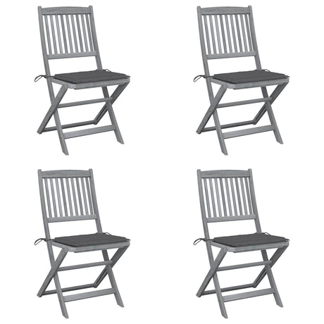 Vidaxl tuinstoelen 4 st inklapbaar met kussens massief acaciahout