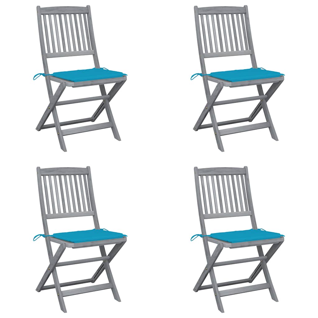 Vidaxl tuinstoelen 4 st inklapbaar met kussens massief acaciahout