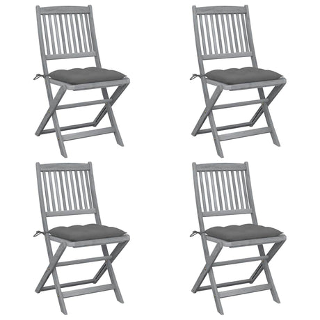 Vidaxl tuinstoelen 4 st inklapbaar met kussens massief acaciahout