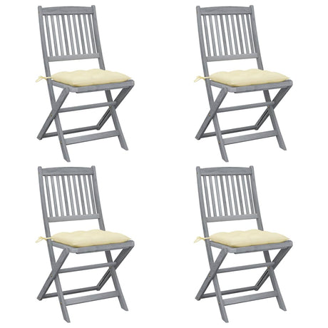 Vidaxl tuinstoelen 4 st inklapbaar met kussens massief acaciahout