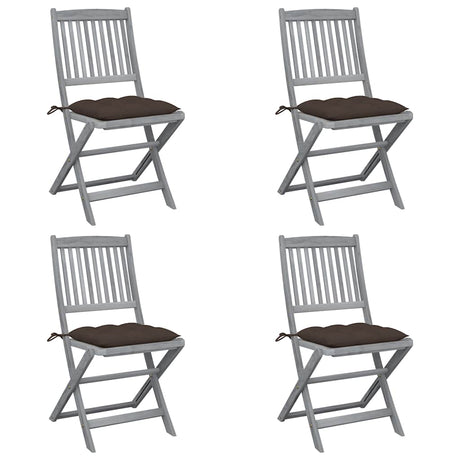 Vidaxl tuinstoelen 4 st inklapbaar met kussens massief acaciahout