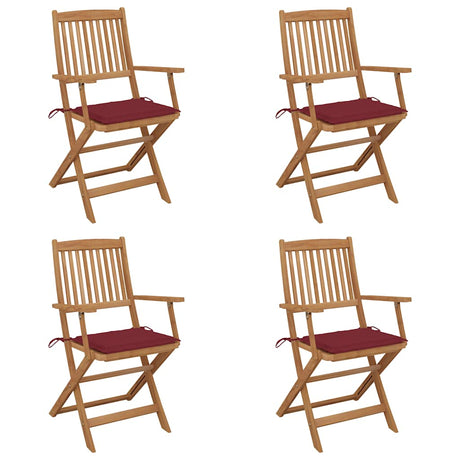 Vidaxl tuinstoelen 4 st inklapbaar met kussens massief acaciahout