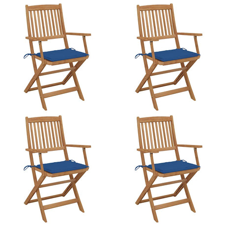 Vidaxl tuinstoelen 4 st inklapbaar met kussens massief acaciahout