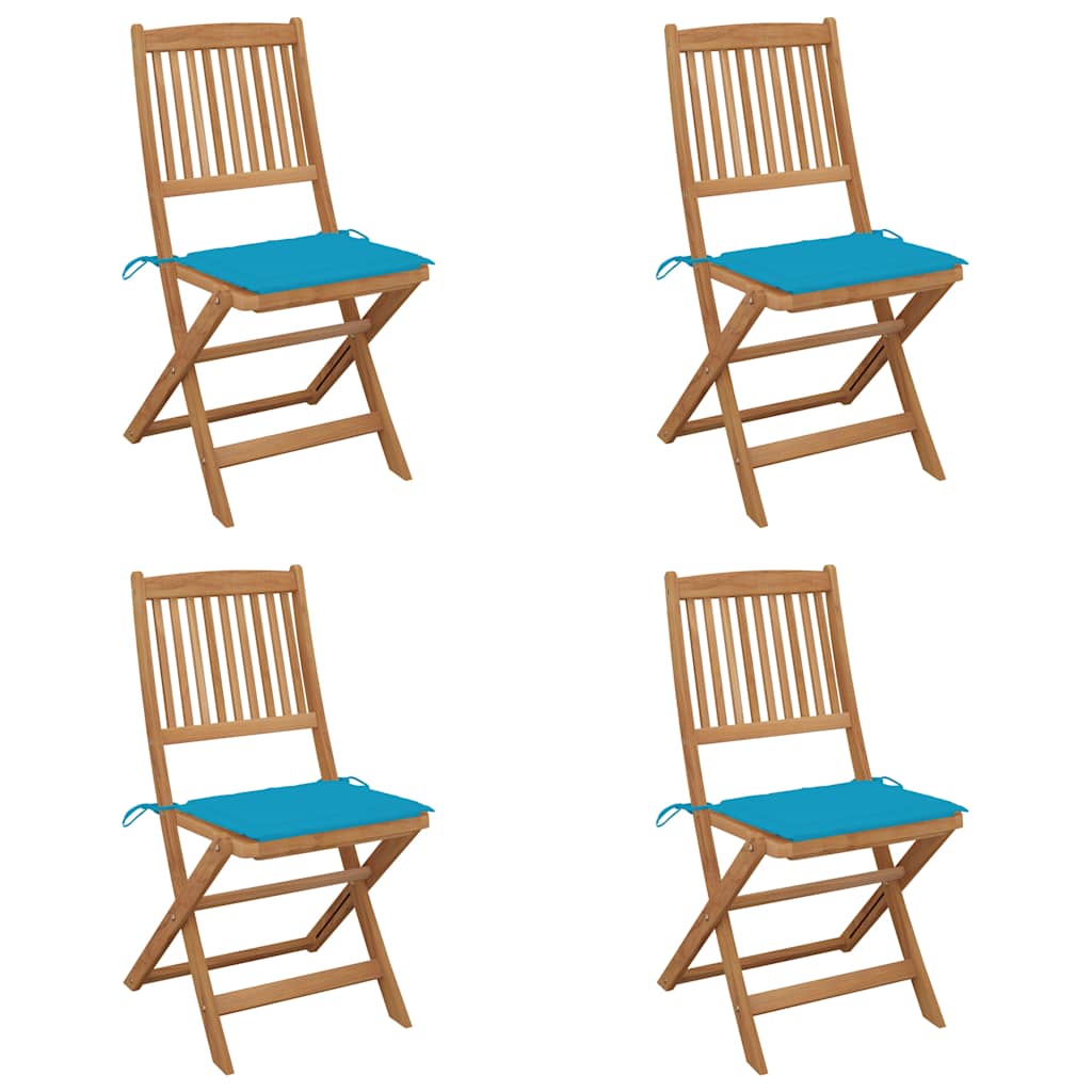 Vidaxl tuinstoelen 4 st inklapbaar met kussens massief acaciahout