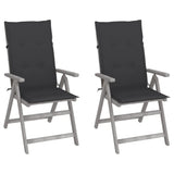 Vidaxl tuinstoelen 2 st verstelbaar met kussens massief acaciahout