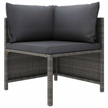 Vidaxl 3-delige loungeset met kussens poly rattan grijs