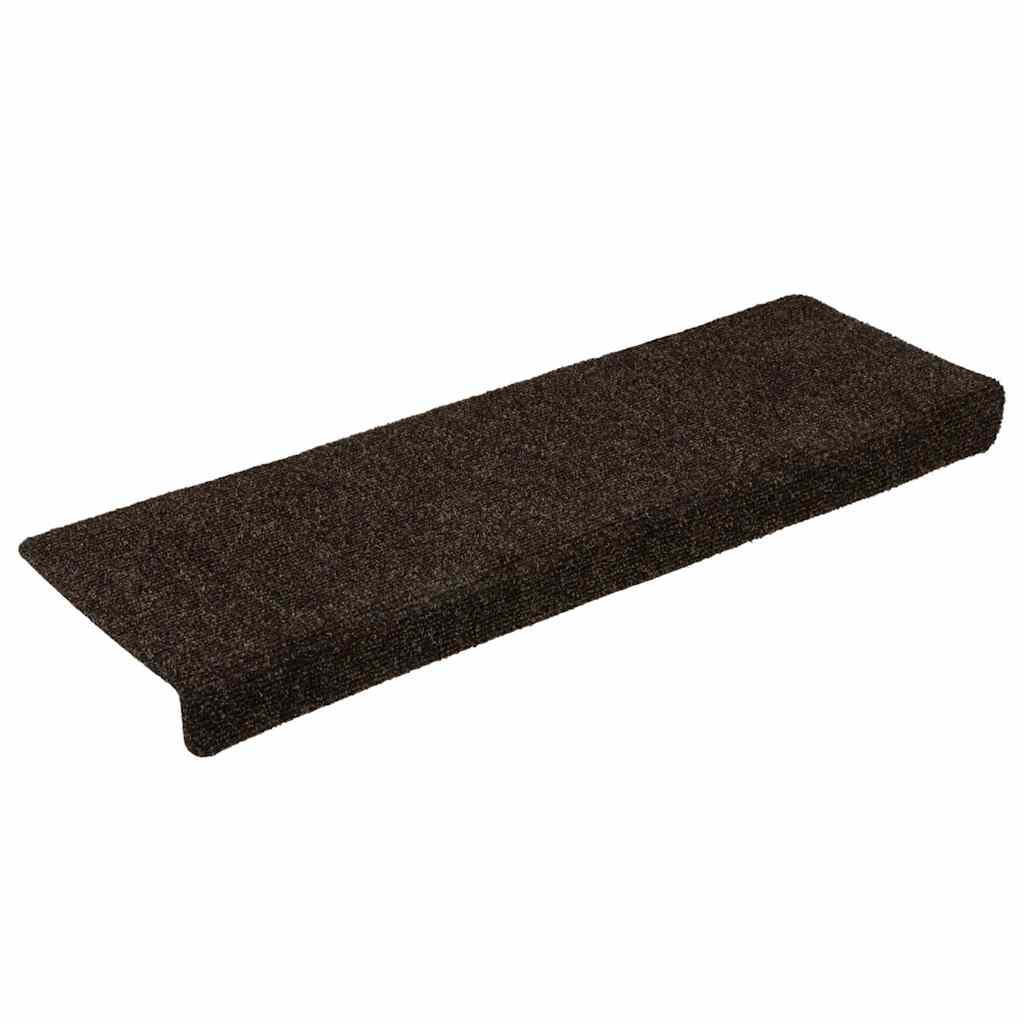 Vidaxl trapmatten zelfklevend 15 stuks 65x21x4 cm donkerbruin rechthoekige rand