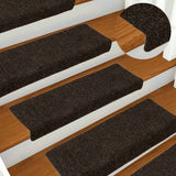Vidaxl trapmatten zelfklevend 15 stuks 65x21x4 cm donkerbruin rechthoekige rand