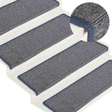 Vidaxl trapmatten 15 st 65x21x4 cm lichtgrijs en blauw met rechthoekige rand