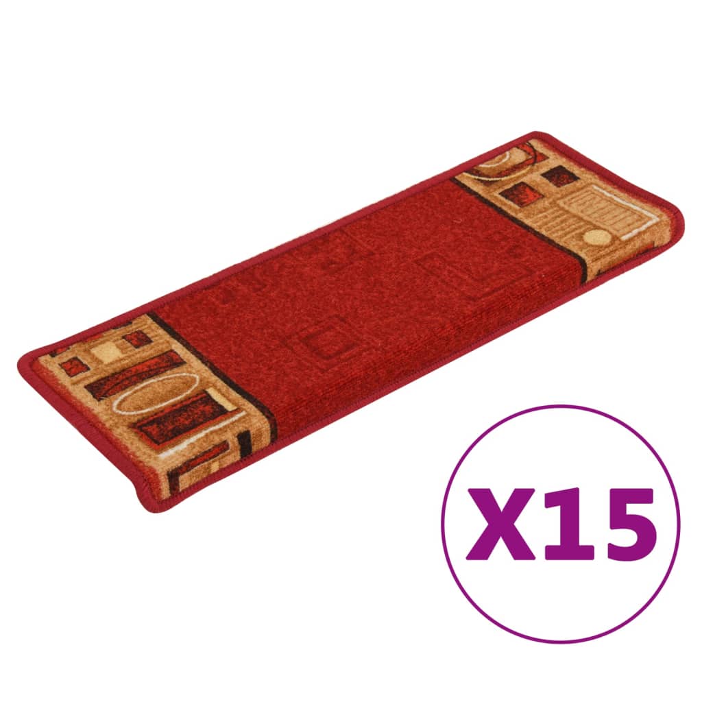 Vidaxl trapmatten zelfklevend 15 st 65x21x4 cm rood