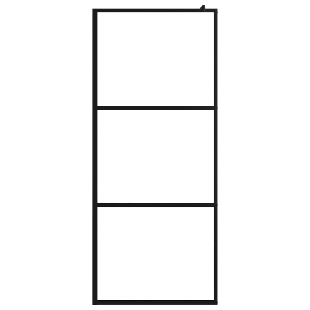 Vidaxl inloopdouchewand transparant 80x195 cm esg-glas zwart