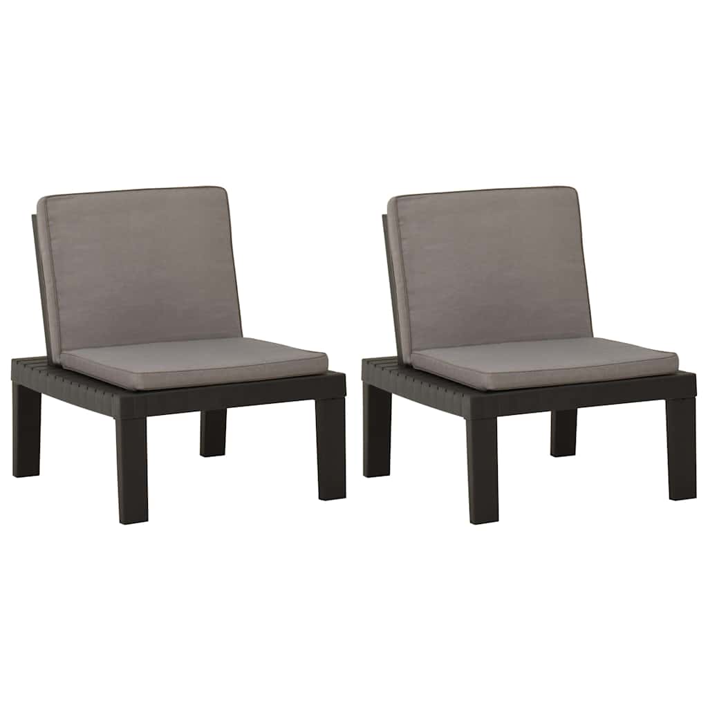 Vidaxl loungestoelen 2 st met kussens kunststof grijs