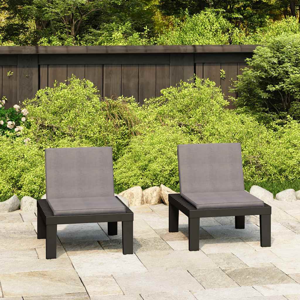 Vidaxl loungestoelen 2 st met kussens kunststof grijs
