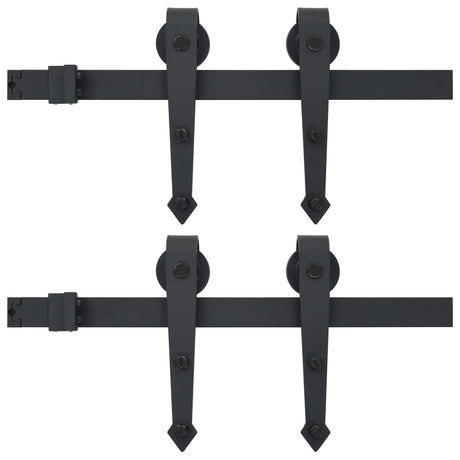 Vidaxl hardwaresets voor schuifdeuren 2 st 200 cm staal zwart