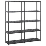 Vidaxl opbergrek 5-laags 142x38x170 cm kunststof zwart