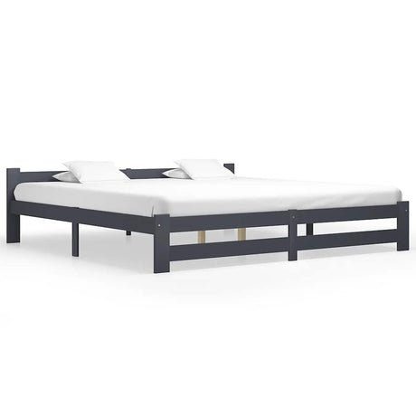 Vidaxl bedframe massief grenenhout donkergrijs 200x200 cm