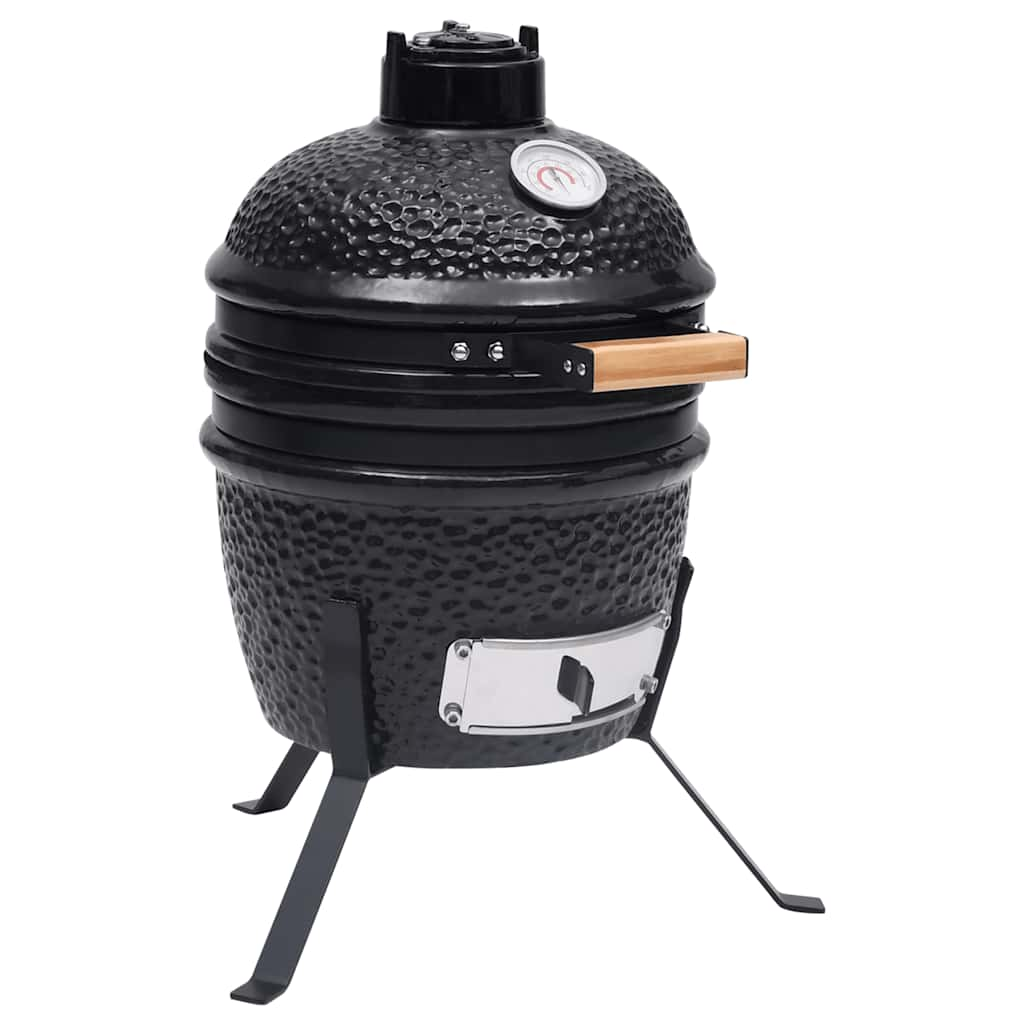 Vidaxl kamado barbecue 2-in-1 56 cm keramiek zwart