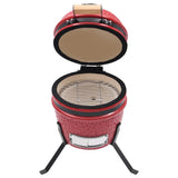 Vidaxl kamado barbecue 2-in-1 56 cm keramiek rood