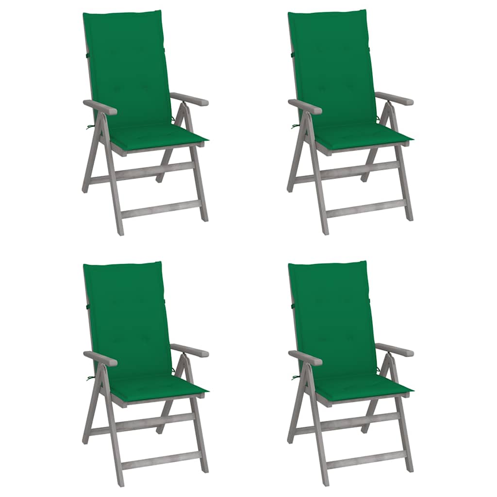 Vidaxl tuinstoelen 4 st verstelbaar met kussens massief acaciahout