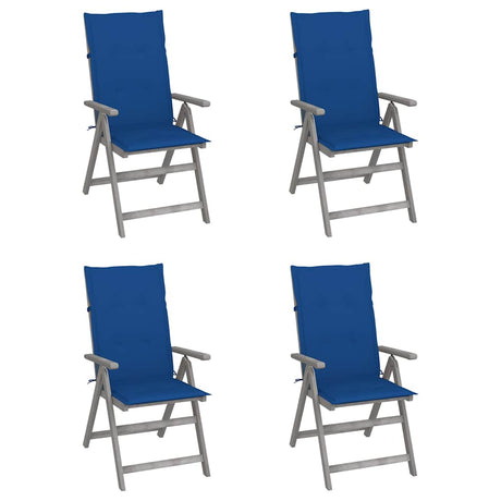 Vidaxl tuinstoelen 4 st verstelbaar met kussens massief acaciahout