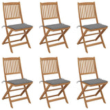 Vidaxl tuinstoelen 6 st inklapbaar met kussens massief acaciahout