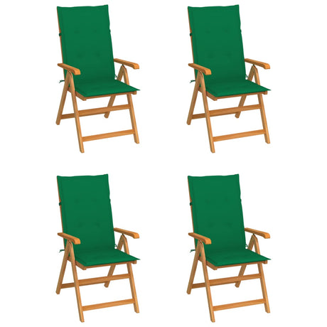 Vidaxl tuinstoelen 4 st met groene kussens massief teakhout