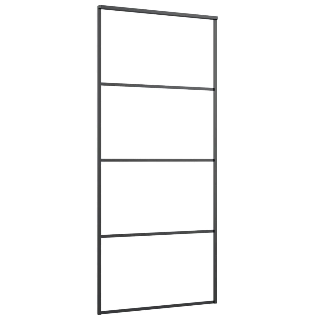 VidaXL Schuifdeur 90x205 cm aluminium en ESG-glas zwart