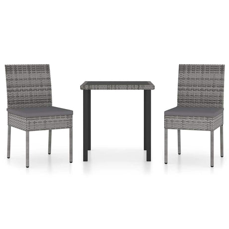 Vidaxl 3-delige tuinset poly rattan grijs