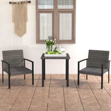 Vidaxl 3-delige tuinset poly rattan grijs