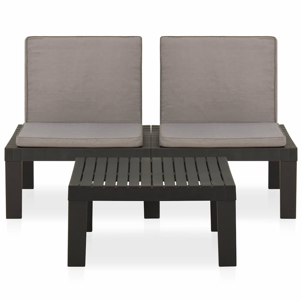 Vidaxl 2-delige loungeset met kussens kunststof grijs