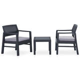 Vidaxl 3-delige loungeset met kussens kunststof grijs