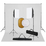 VidaXL Fotostudioset met softboxlampen, achtergrond en reflector