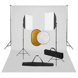 VidaXL Fotostudioset met softboxlampen, achtergrond en reflector