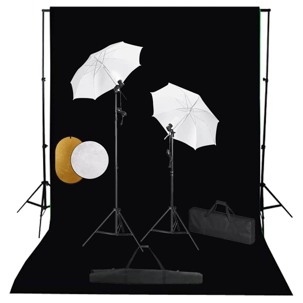 Vidaxl fotostudioset met lampen, paraplu's, achtergrond en reflector