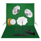 VidaXL Fotostudioset met lampen, paraplu's, achtergrond en reflector