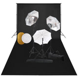 VidaXL Fotostudioset met lampen, paraplu's, achtergrond en reflector